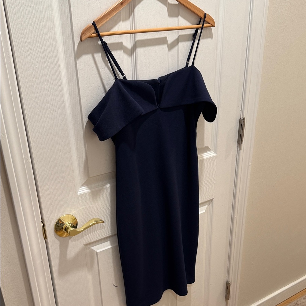 bebe One Shoulder Navy Dress